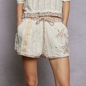 Women's Cream and Tan Athletic Shorts